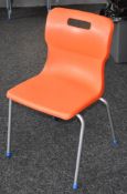 12 x Titan Stackable Chairs With Bright Orange Plastic Seats, Steel Bases and Carry Handles -