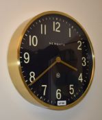 1 x Newgate Wimbledon Minimalist Wall Clock With Deep Brass Coloured Surround and Glass Front -