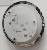 1 x Flush Light Fitting In Chrome And Frosted Glass - Ex-Display Item, Mounted On Backboard - CL298