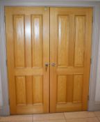A Pair Of High Quality Internal Wooden Doors - Dimensions Of Each (approx): H200 x W75 x 7cm - Ref: