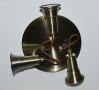 1 x Eros 3-Light Ceiling Spotlight In A Antique Brass Finish - Ex Display, Mounted On Backboard - CL