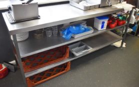 1 x Stainless Steel Kitchen Prep Table With Undershelves - H89 x W200 x D60 cms