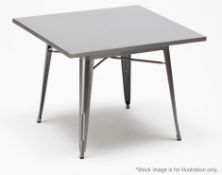 1 x Xavier Pauchard / Tolix Inspired Industrial Outdoor Table In Silver Grey - Size: 80 x 80 x H75cm