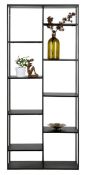 1 x JUNE Contemporary Metal Shelving Unit In Black - Produced By Woood Designs - Size: 85×35×195cm
