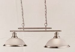 1 x Searchlight Bistro 2 Light Ceiling Bar in satin silver - Ref: 2682-2SS - New Boxed - RRP: £115