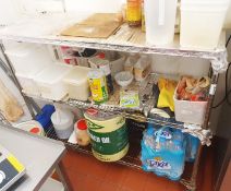 1 x Two Tier Wire Shelf Unit With Contents - Contents Includes Bottled Water, Rapeseed Oil and
