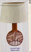 1 x Searchlight Curved Cage Table Lamp in a red finish - Ref: 7381RE- New and Boxed - RRP: £80.00