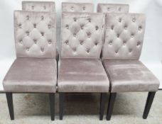 6 x Dining Chairs Upholstered In A Grey Chenille Fabric - Dimensions: H93 x W42 x D53cm, Seat 46cm