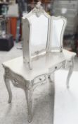 1 x Ornate Dressing Table With Mirror - Dimensions: H78 x W120 x 60cm