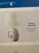 1 x Searchlight Window Table Lamp in a white and silver finish - Ref: 3235WH - MEZ-AR-A -