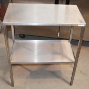 1 x Small Stainless Steel Commercial Kitchen Prep Table - Dimensions: H83 x W70 x D40cm