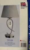 1 x Searchlight Table Lamp in chrome with a white shade - Ref: 2021CC - New and Boxed - RRP: £80