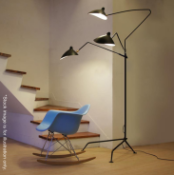 1 x Serge Mouille Inspired 3-Arm Floor Lamp In Black - Dimensions: 135 x 145 x H210cm - New & Boxed