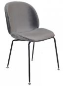 4 x GRACE Upholstered Contemporary Dining Chairs In Grey Velvet - Original RRP £700.00