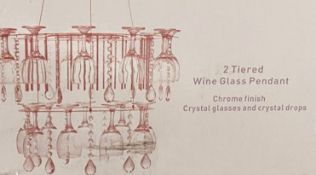 1 x Searchlight LED 2 Tiered Wine Glass Pendant in chrome - Ref: 52521CC - New and Boxed - RRP: £42