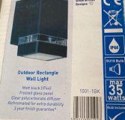 2 x Searchlight Outdoor Rectangle Wall light in Matt black - Ref: 1001-1BK - New and Boxed Stock -