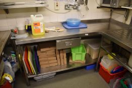 1 x Stainless Steel Prep Table With Upstand, Undershelf, Cutlery Drawer and Can Opener - H87 x