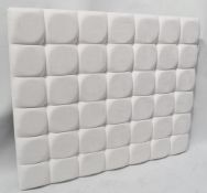 1 x Kingsize Upholstered Button-Back Headboard In An Ivory Suedette With Slatted Base **NO VAT**