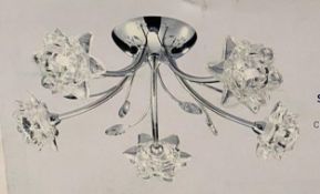 1 x Searchlight Bellis II Semi-flush fitting in chrome - Ref: 9285-5CC - New and Boxed - RRP: £100