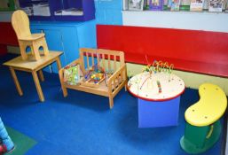 Assorted Collection of Childrens Wooden Furniture and Toys - Includes 8 Pieces - Bead Play Table,