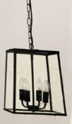 1 x Searchlight Lantern Pendant in black withglass panels - Ref: 5614BK - New and boxed - RRP: £150