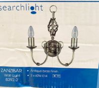 1 x Searchlight Zanzibar Wall Light in Antique Brass - Ref: 8392-2 - New and Boxed - RRP: £62.40