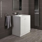 10 x Alpine Duo 750 Floorstanding Vanity Units In Gloss White - Dimensions: H80 x W75 x D49.5cm -