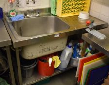 1 x Stainless Steel Wash Basin With Anti Drip Drainer, Undershelf and Mixer Taps - H87 x W120 x