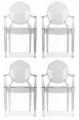 Set of 4 x Chairs Louis Ghost Style Dining Armchairs - Clear Plastic Dining Chairs in the Style of