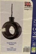 1 x Searchlight Small port-hole Pendant in Antique Zinc - Ref: 2990-30SI - New and Boxed - RRP: £85