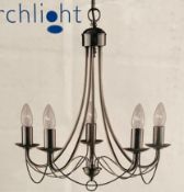 1 x Searchlight Maypole Pendant in Antique Brass - Ref: 6345-5AB - New and Boxed - RRP: £120