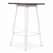 1 x Xavier Pauchard Inspired Industrial Metal Bar Table With A Natural Wood Top And White Finish