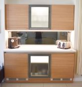 1 x Siematic Fitted Kitchen Unit Set With Integrated Fridge and Freezer, Smoked Glass and Beech