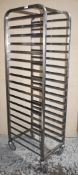 1 x Stainless Steel 18 Tier Mobile Tray Trolley - H182 x W46.5 cms - Suitable For 41.5 cms Wide