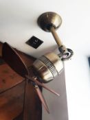 1 x Ceiling Mounted Vintage Style Cooling Fan With Brass Finish and Wooden Blades - CL532 - Ref N/