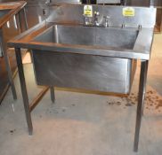 1 x Stainless Steel Oversized Wash Basin With Mixer Taps, Upstand and Overhead Utensil Holder -