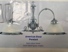 1 x Searchlight American Diner Satin Silver 3 light fitting - Ref: 1043-3 - New and Boxed- RRP: £10