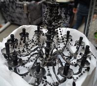 1 x Bejeweled 12-light Chandelier In Black - Dimensions: Drop 70cm / Diameter 75cm - Recently