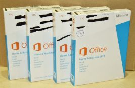 4 x Microsoft Office 2013 Home and Business - Genuine Windows Office 2013 Medialess Product Keys