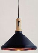 1 x Searchlight 1 Light Cone Pendant in black - Ref: 7051BK - New and Boxed - RRP: £85.00