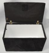 1 x Ottoman Upholstered In A Black Faux Velvet - Dimensions: H48 x W70 x D38cm *NO VAT*