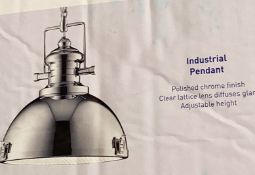 1 x Searchlight Industrial Pendant in polished chrome - Ref: 2297CC - New and Boxed - RRP: £150.00