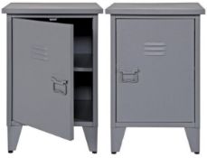 A Pair Of MAX Industrial-style Metal Bedside Cabinets - Dimensions: H60.5 x W40 x D40cm - Brand New