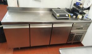 1 x Infrico 3 Door Refrigerated Prep Counter - Model BMPP2000II - Features Aisi304 Grade Stainless