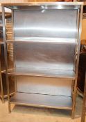 1 x Stainless Steel Commercial Kitchen 4-Tier Shelving Unit With Back - Dimensions: 120 x D39 x