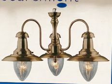 2 x Searchlight Fisherman Antique Brass 3 light Fitting - Ref: 5333-3AB - New Boxed - RRP: £144 eac