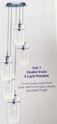 1 x Searchlight Duo 1 Double glass light pendant - Ref: 2305-5 - New and Boxed stock - RRP: £160