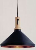 1 x Searchlight 1 Light Cone Pendant in black - Ref: 7051BK - New and Boxed - RRP: £85.00