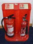 2 x Fire Extinguishers With Stand - Includes 6L Water With Additive and 2kg Carbon Dioxide - Ref:
