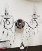 1 x RUBY 2-Bulb Chandelier Wall Light Fitting In White - IP44 (Suitable For Bathrooms) Ex-Display It